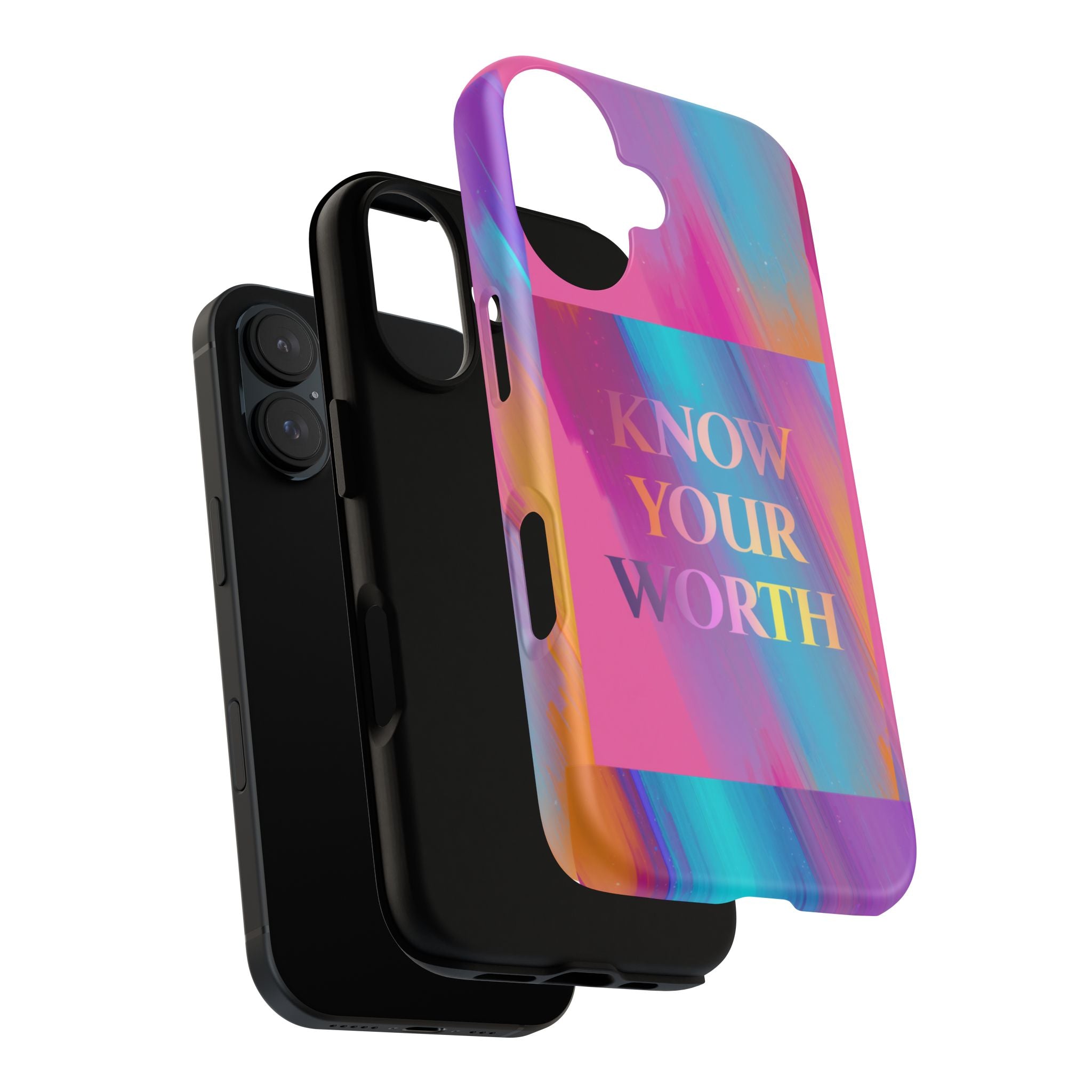 Know Your Worth Phone Case — Colorful Motivational Tough Case