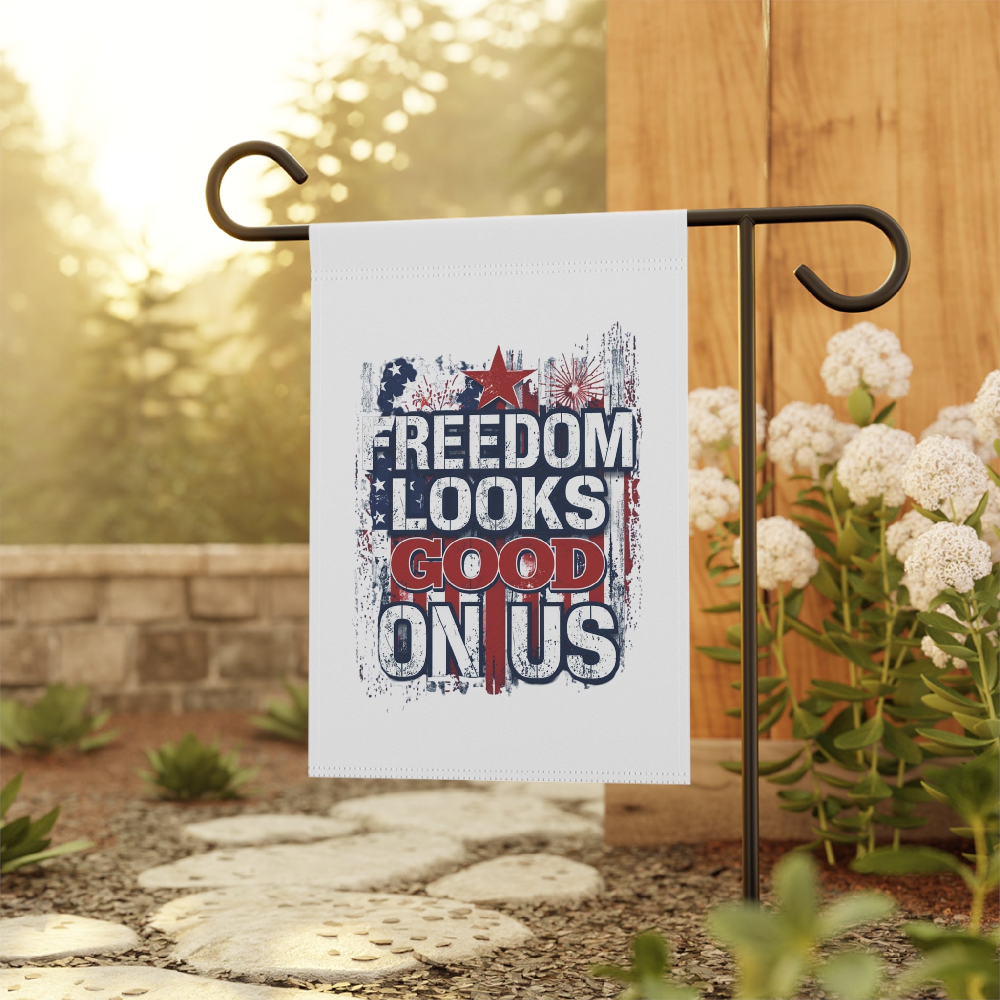 Patriotic Floral 'Sweet Land of Liberty' Garden Flag