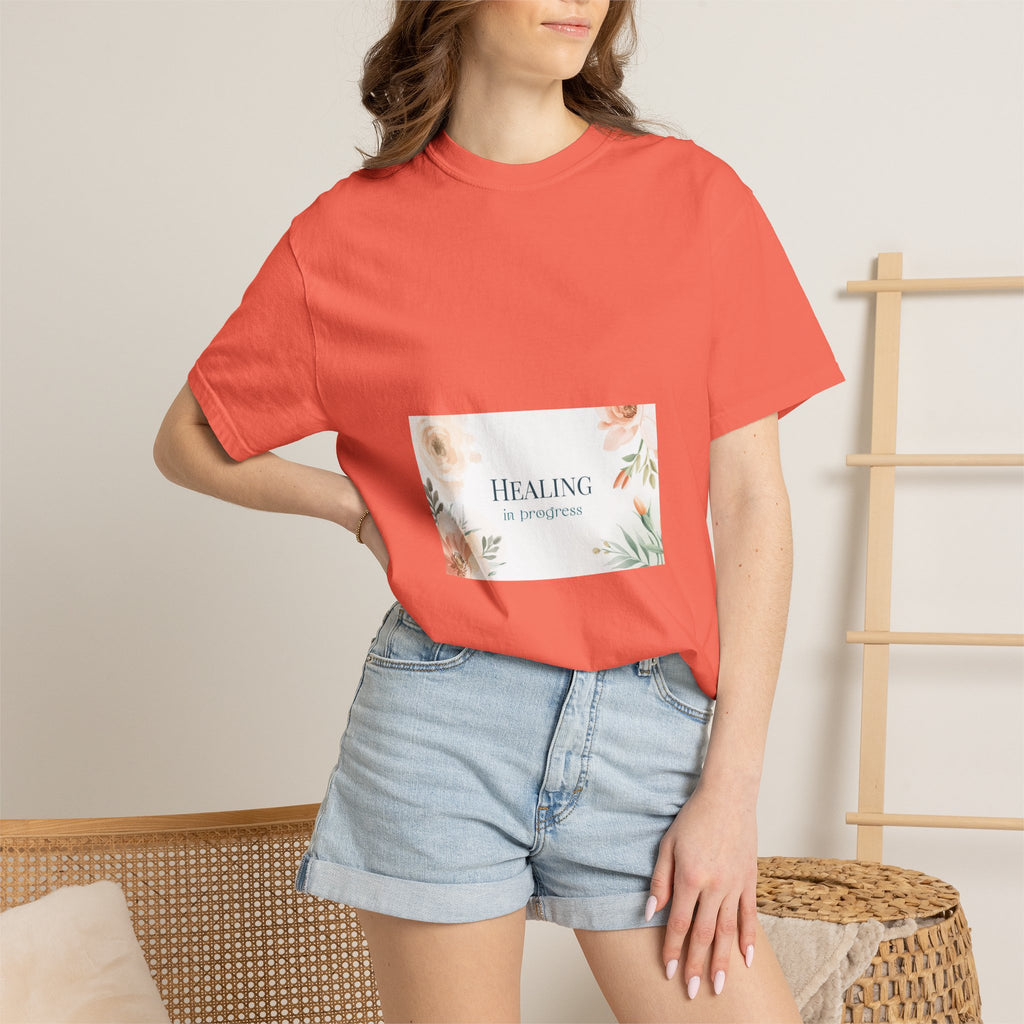 T-Shirt — 'Healing in Progress' Floral Pocket Graphic Tee