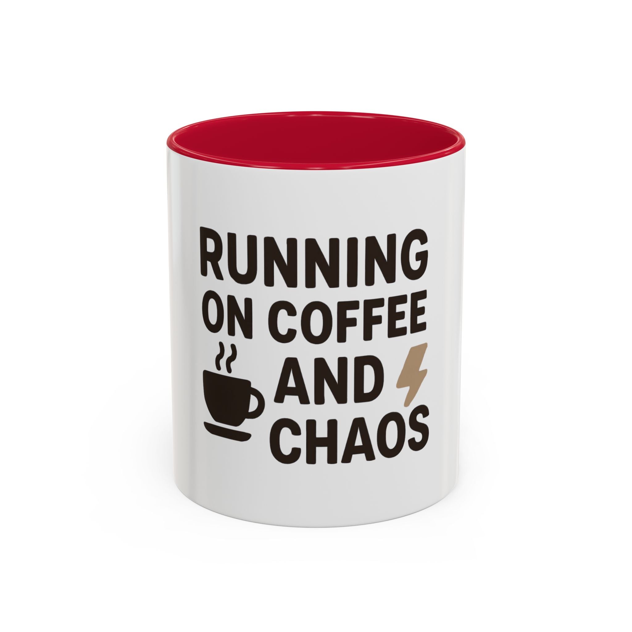 Running on Coffee and Chaos Mug (11oz/15oz) — Funny Coffee Cup for Busy Moms & Professionals