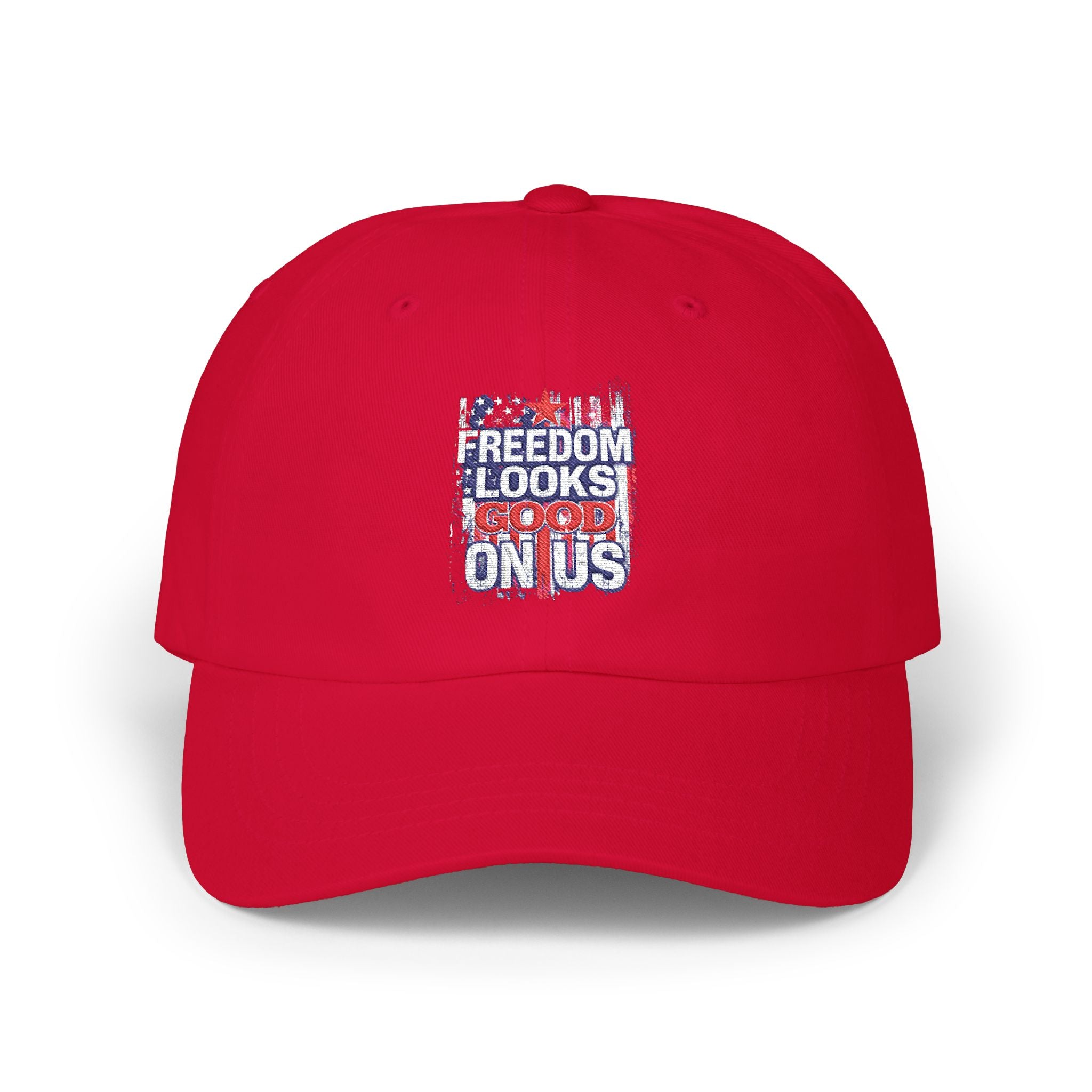 Dad Cap — "Freedom Looks On Us" Patriotic American Flag Baseball Hat