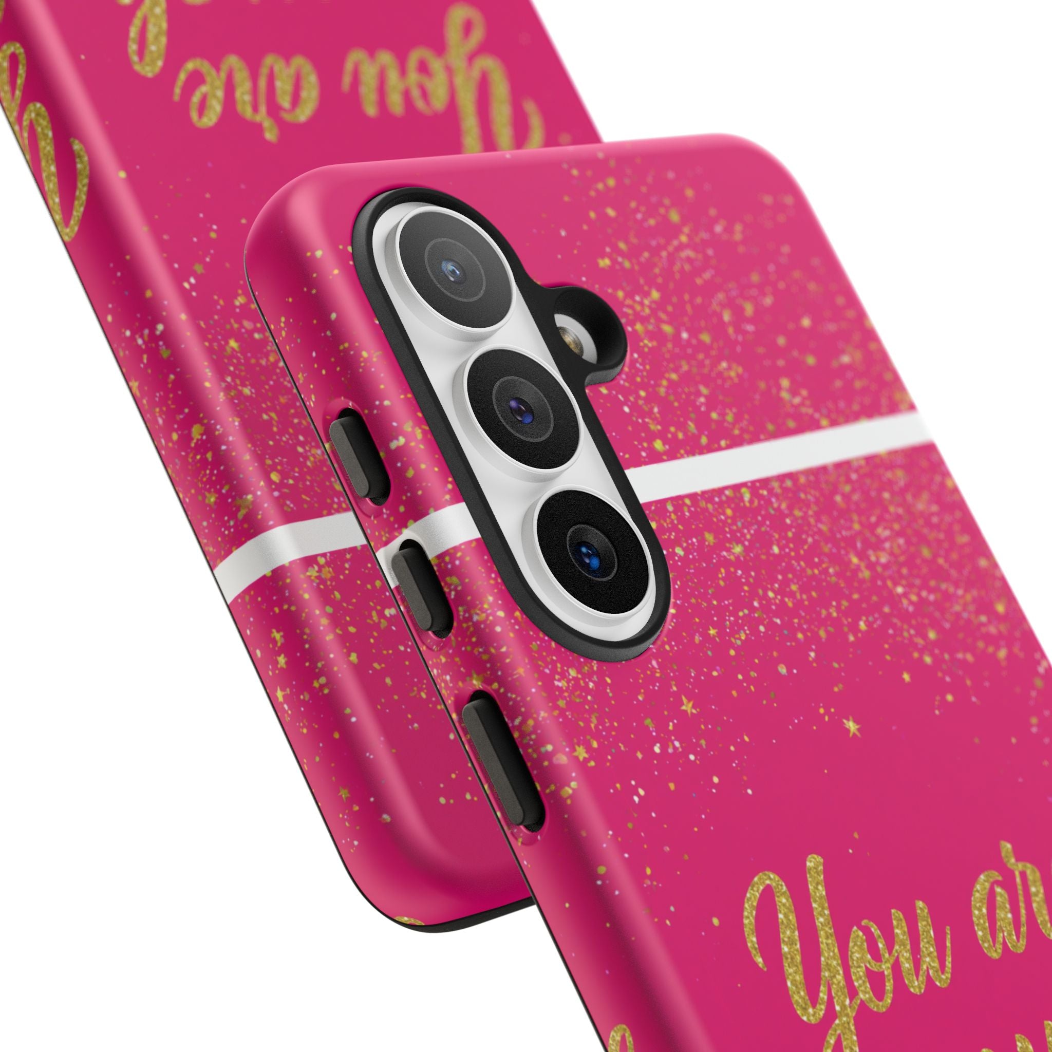 You Are Enough Phone Case — Pink Glitter Inspirational Tough Case