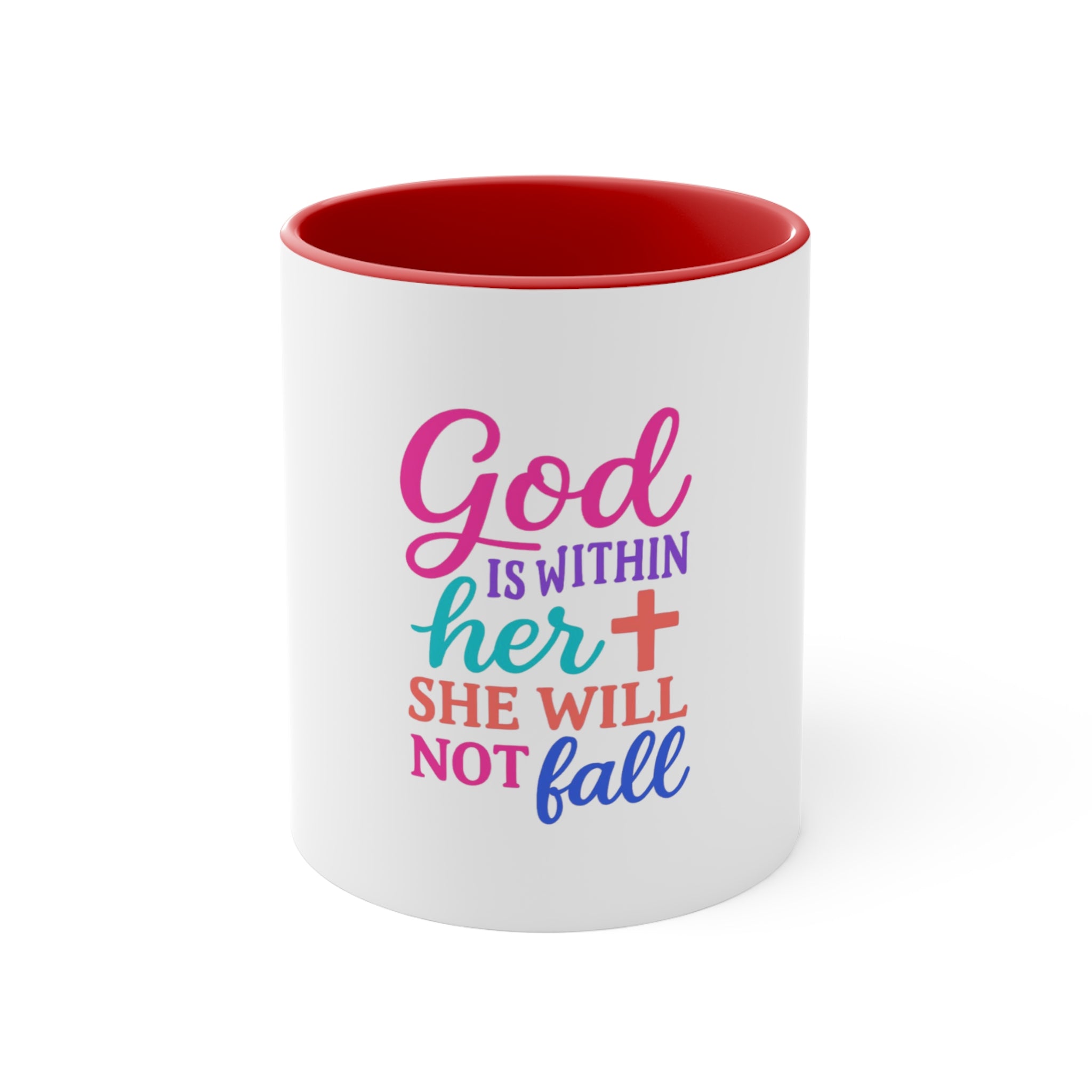 Strawberry & Watermelon Accent Mug — Pink Interior Fruit Pattern Coffee Cup