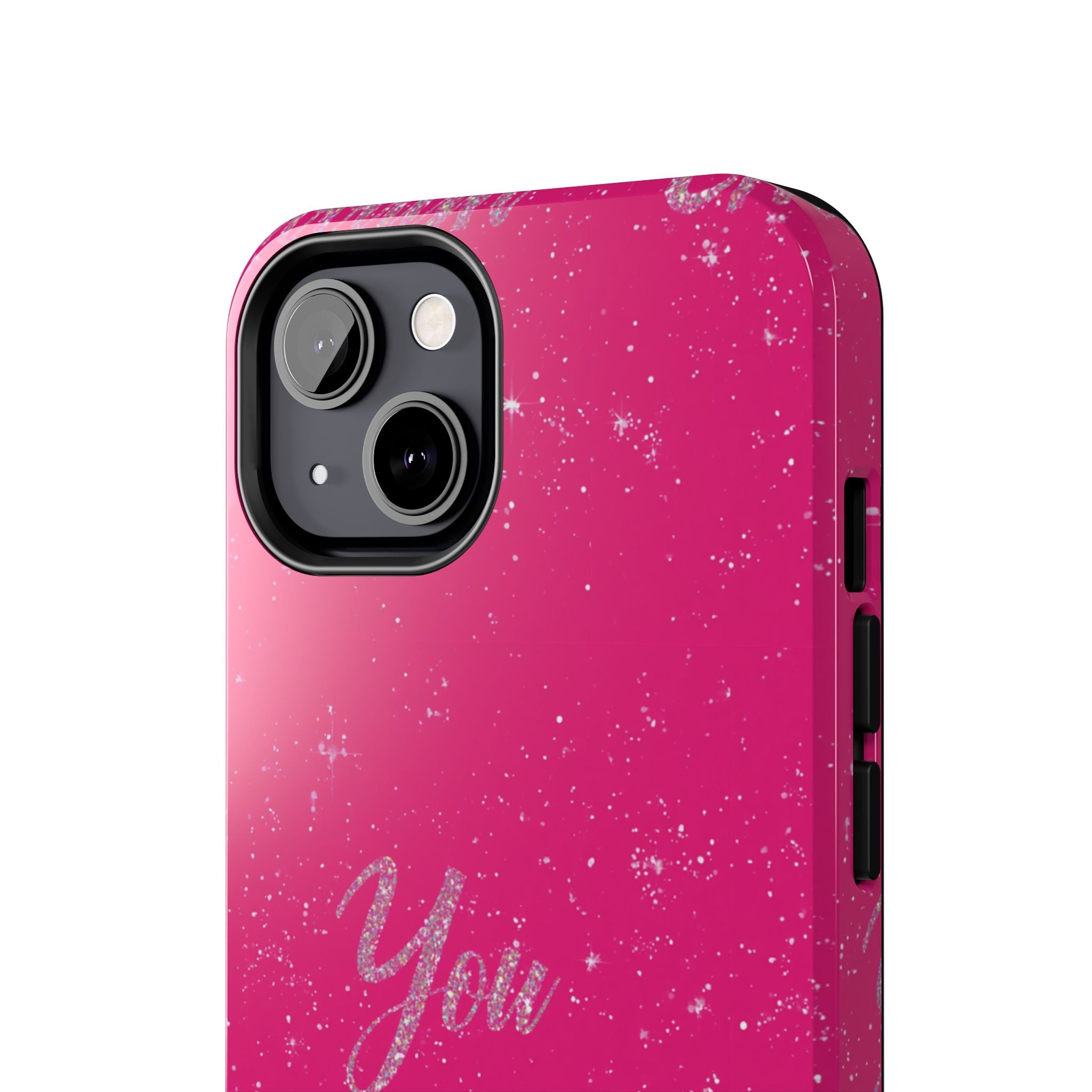 You Are Enough Tough Phone Case — Glitter Pink Protective Phone Cover