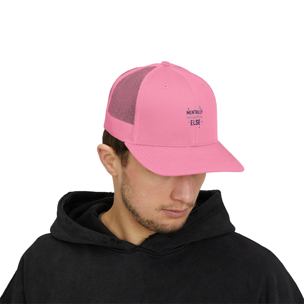 Trucker Cap — 'Mentally Somewhere Else' Minimal Embroidered Snapback