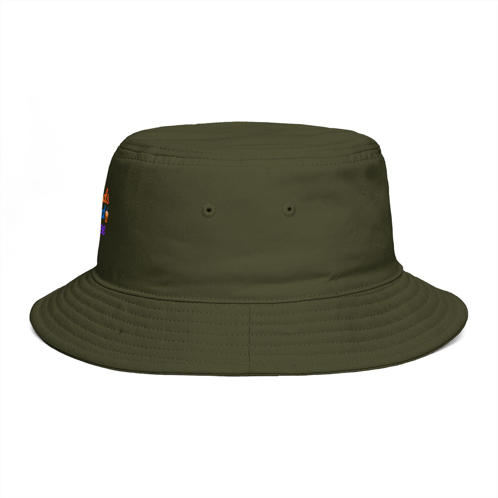 Errands & Iced Coffee Bucket Hat — Retro Rainbow Casual Sun Hat