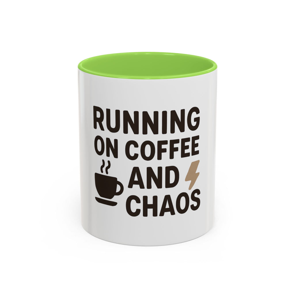 Running on Coffee and Chaos Mug (11oz/15oz) — Funny Coffee Cup for Busy Moms & Professionals