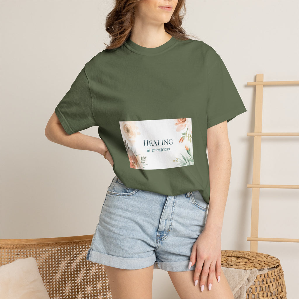 T-Shirt — 'Healing in Progress' Floral Pocket Graphic Tee