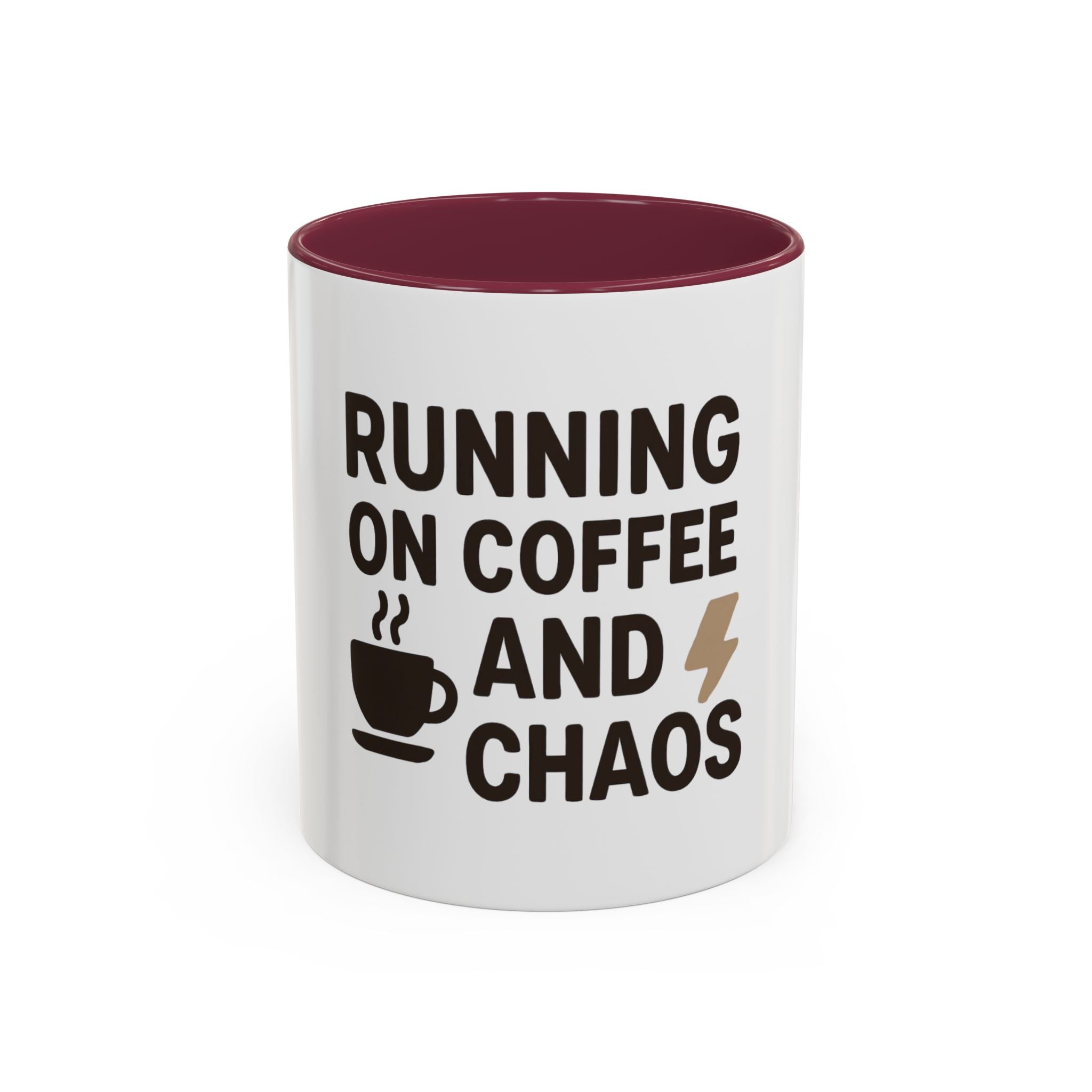 Running on Coffee and Chaos Mug (11oz/15oz) — Funny Coffee Cup for Busy Moms & Professionals