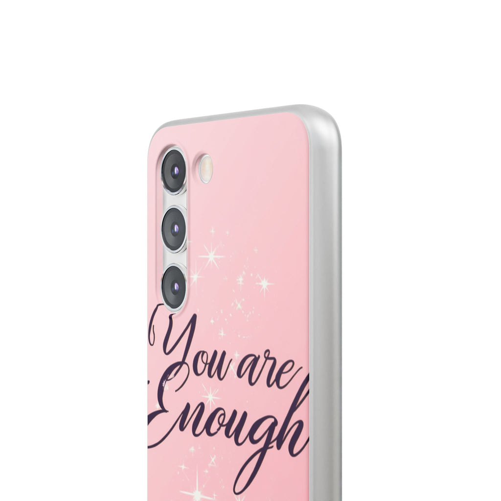 You Are Enough Pink Glitter Phone Case — Protective Flexi Case for iPhone & Android