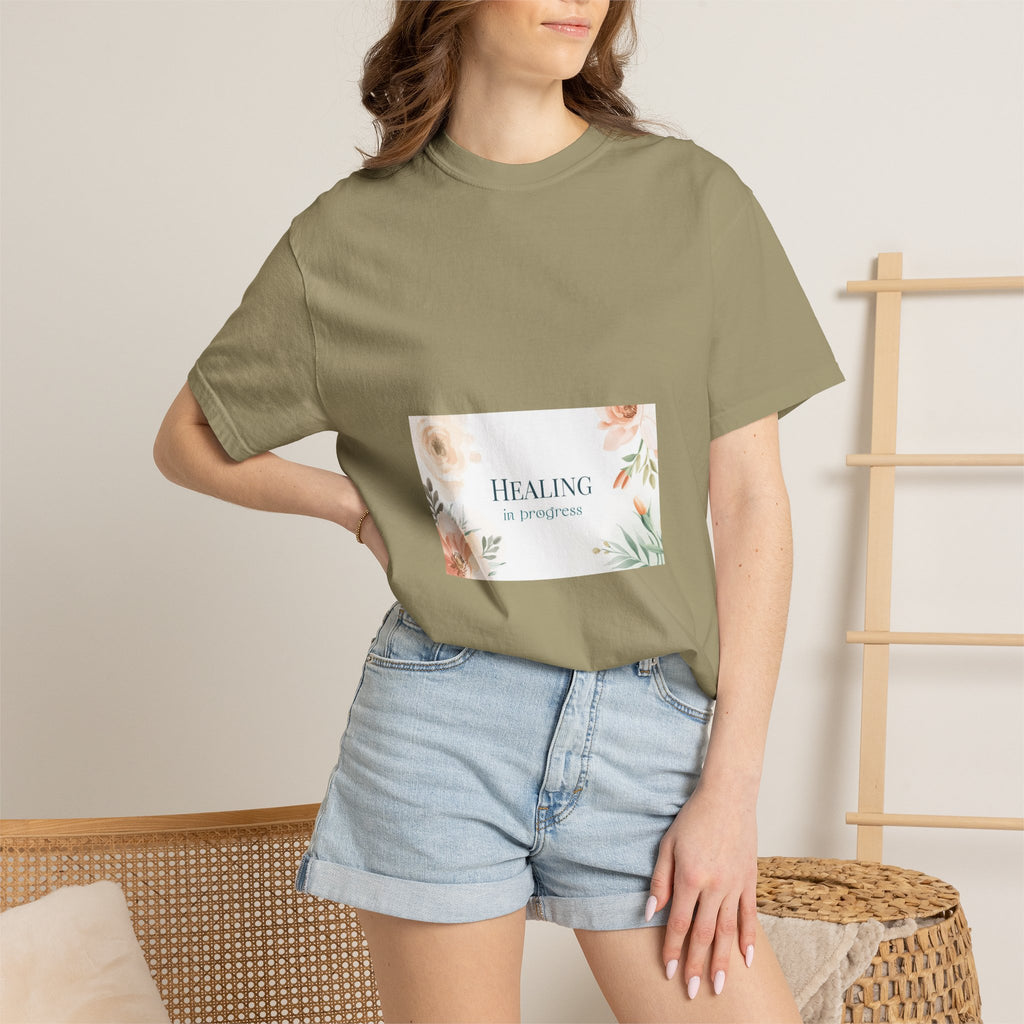 T-Shirt — 'Healing in Progress' Floral Pocket Graphic Tee