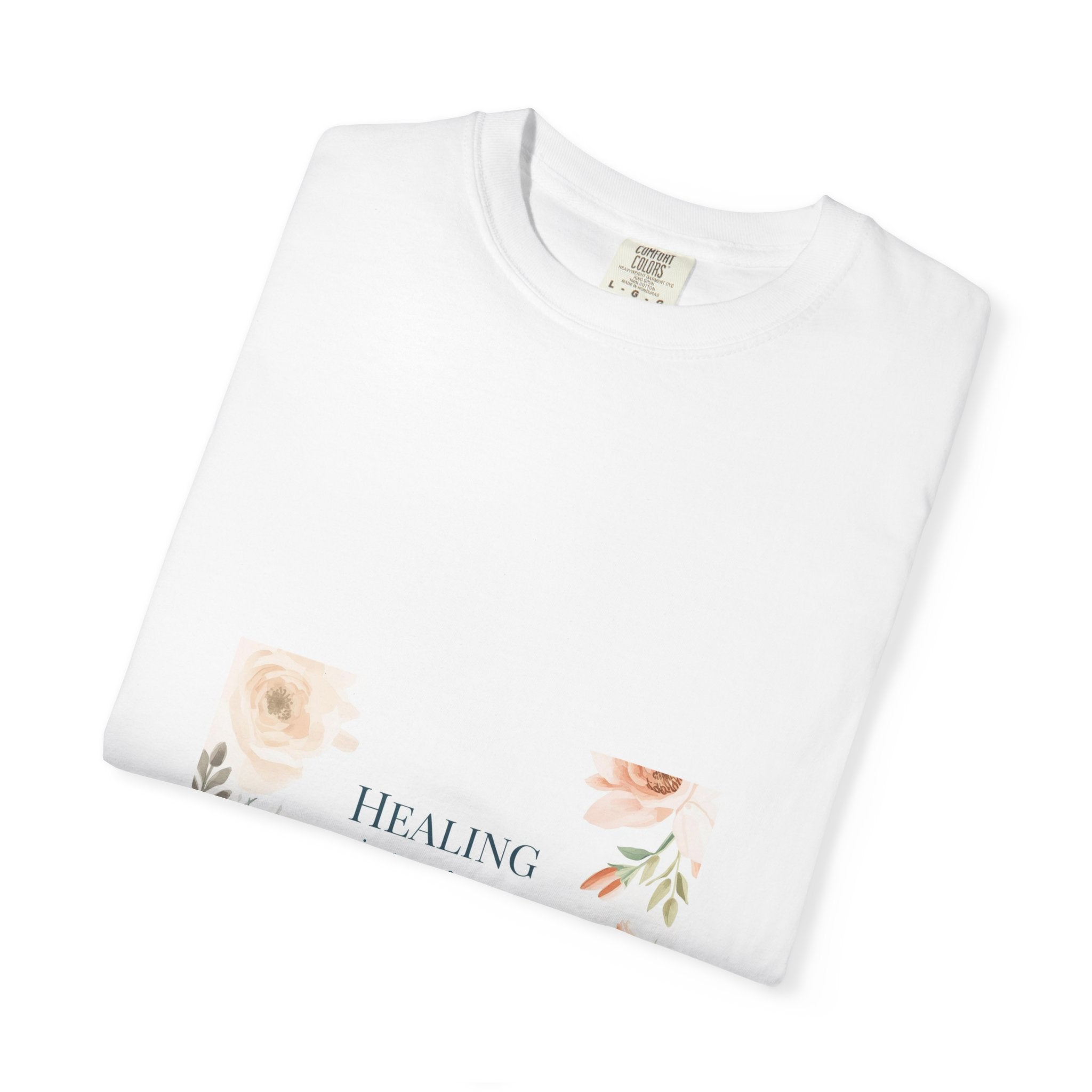 T-Shirt — 'Healing in Progress' Floral Pocket Graphic Tee