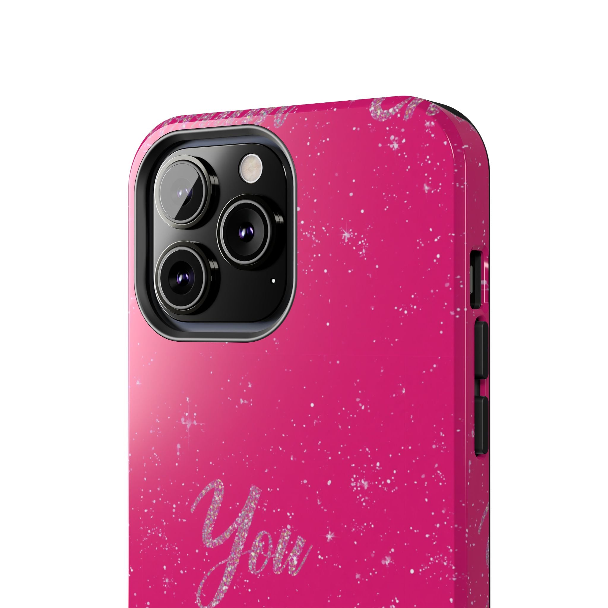 You Are Enough Tough Phone Case — Glitter Pink Protective Phone Cover