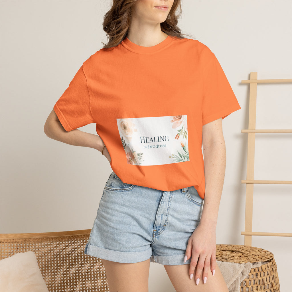 T-Shirt — 'Healing in Progress' Floral Pocket Graphic Tee
