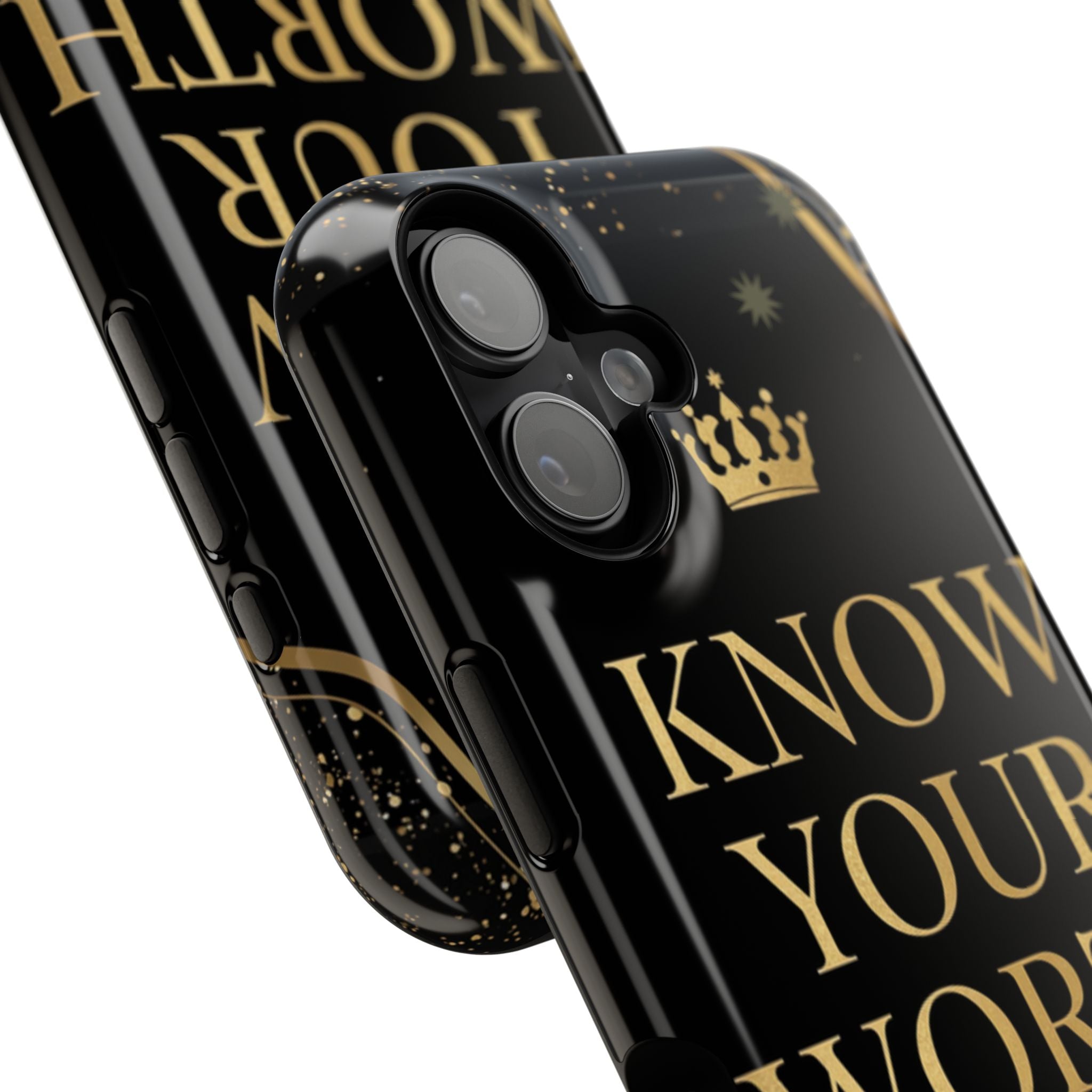 Know Your Worth Gold Crown Phone Case — Impact-Resistant Protective Case