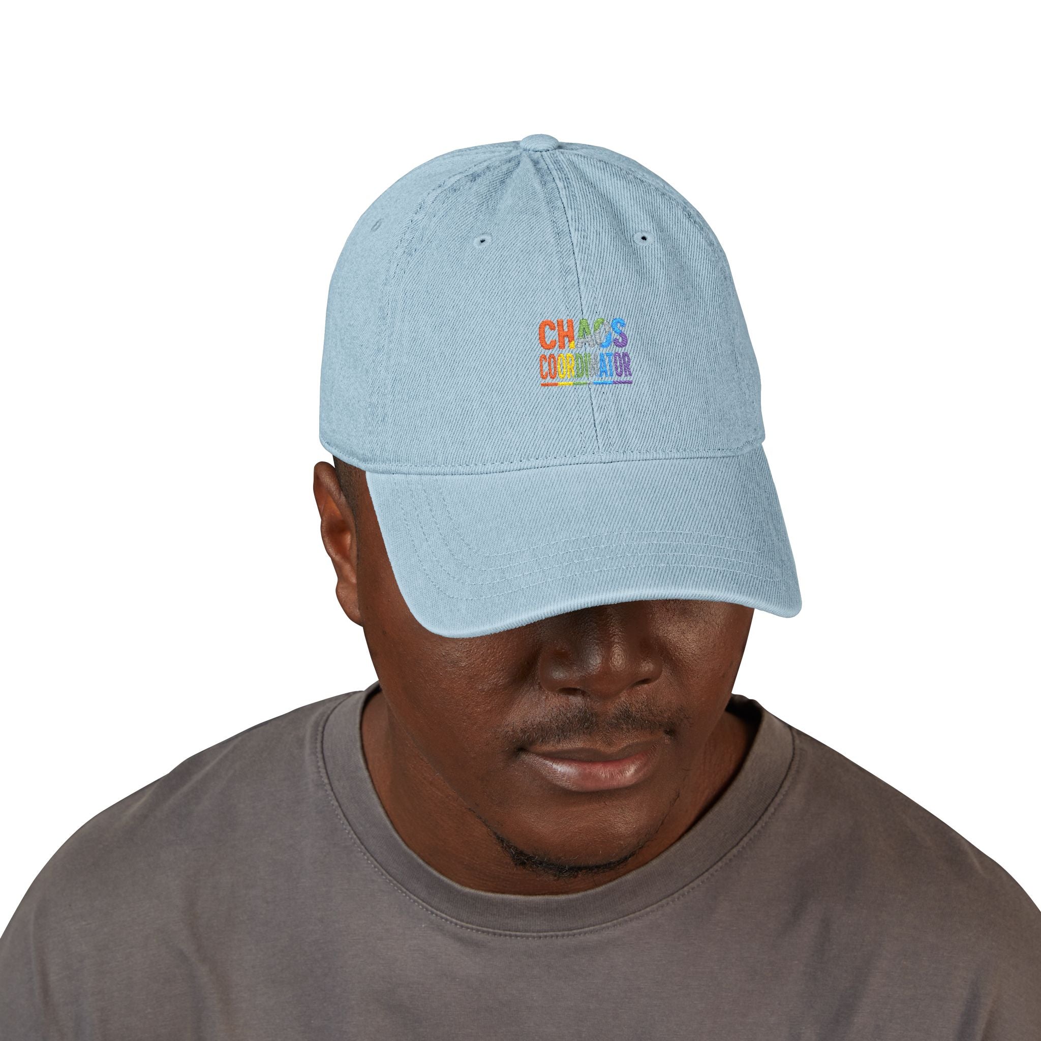Embroidered 'Chaos Coordinator' Denim Hat – Rainbow Stitch Cap