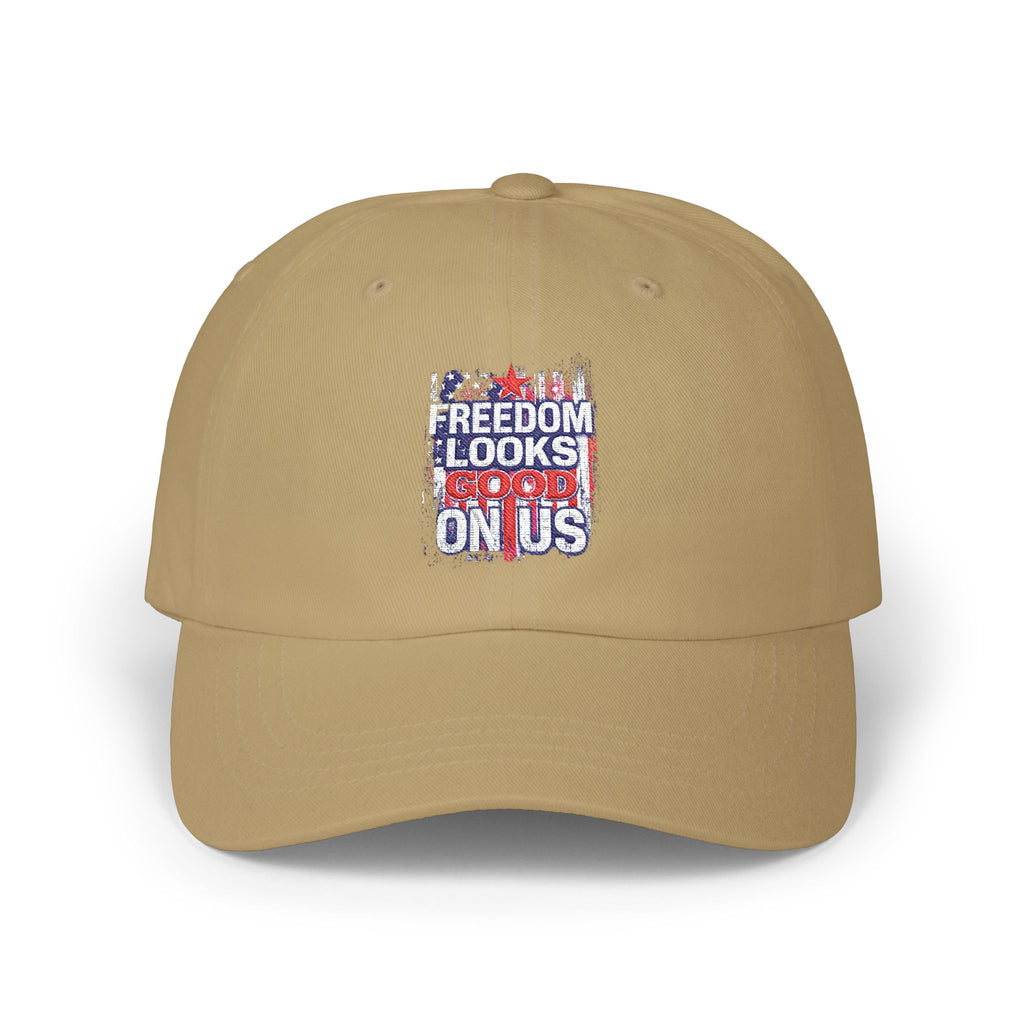 Dad Cap — "Freedom Looks On Us" Patriotic American Flag Baseball Hat