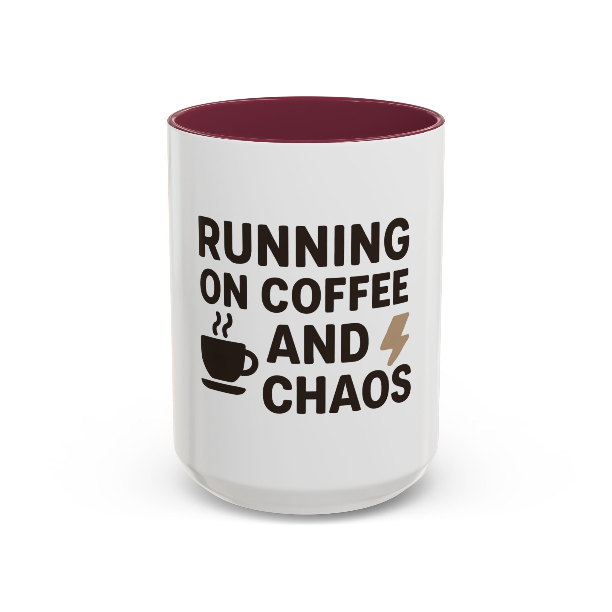 Running on Coffee and Chaos Mug (11oz/15oz) — Funny Coffee Cup for Busy Moms & Professionals