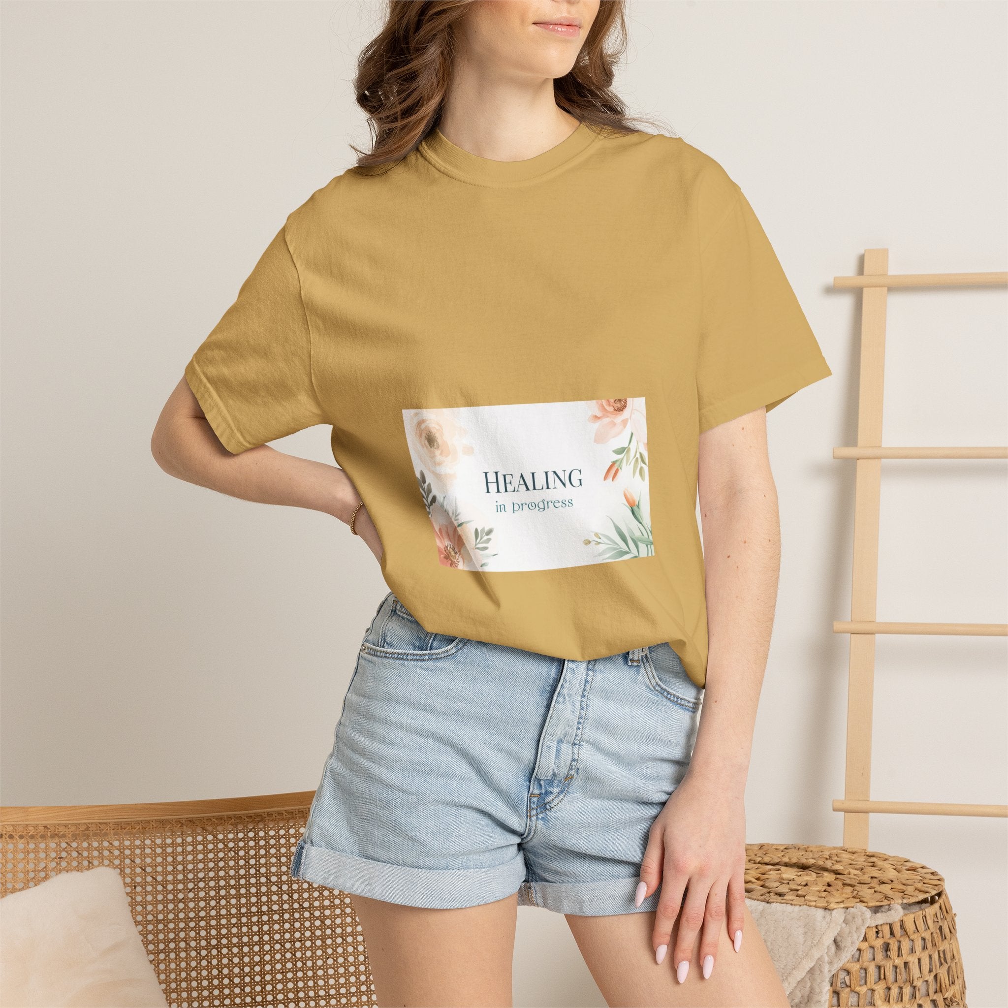 T-Shirt — 'Healing in Progress' Floral Pocket Graphic Tee