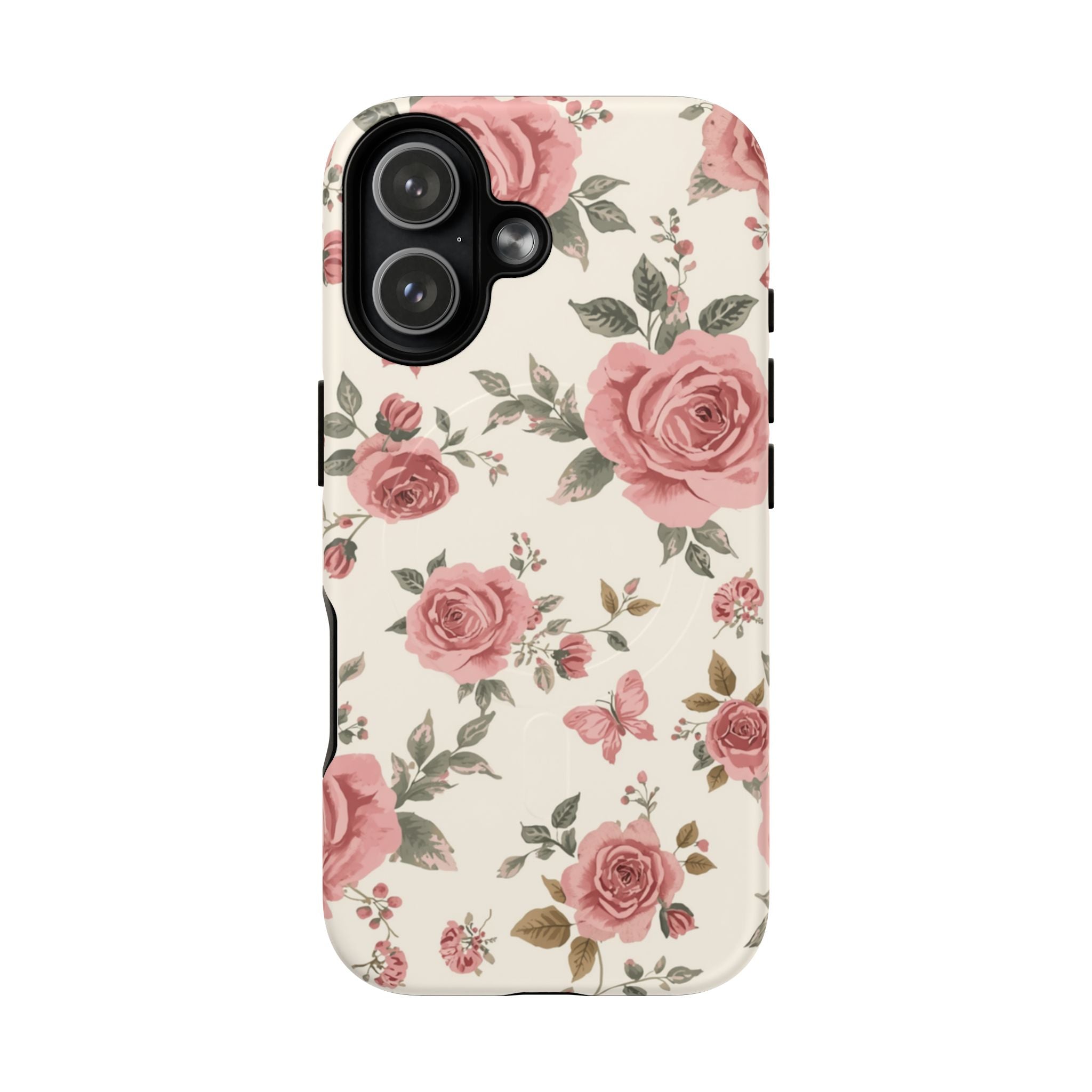 Floral Rose Pattern Tough Magnetic Phone Case