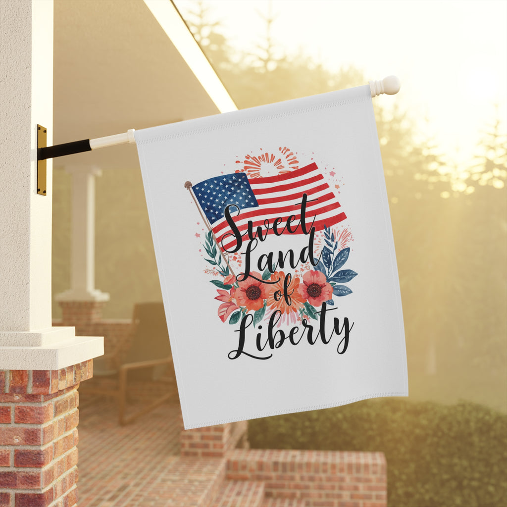 Patriotic Floral 'Sweet Land of Liberty' Garden Flag