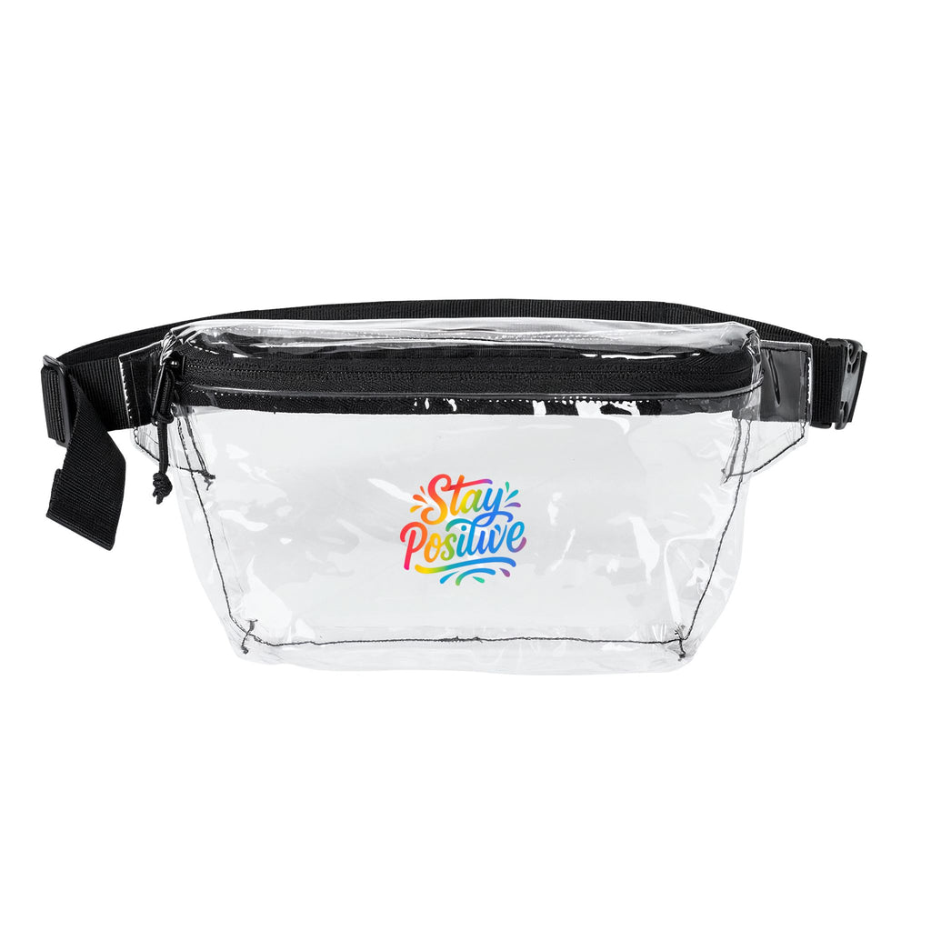 Transparent Fanny Pack — "Stay Positive" Clear Festival Waist Bag