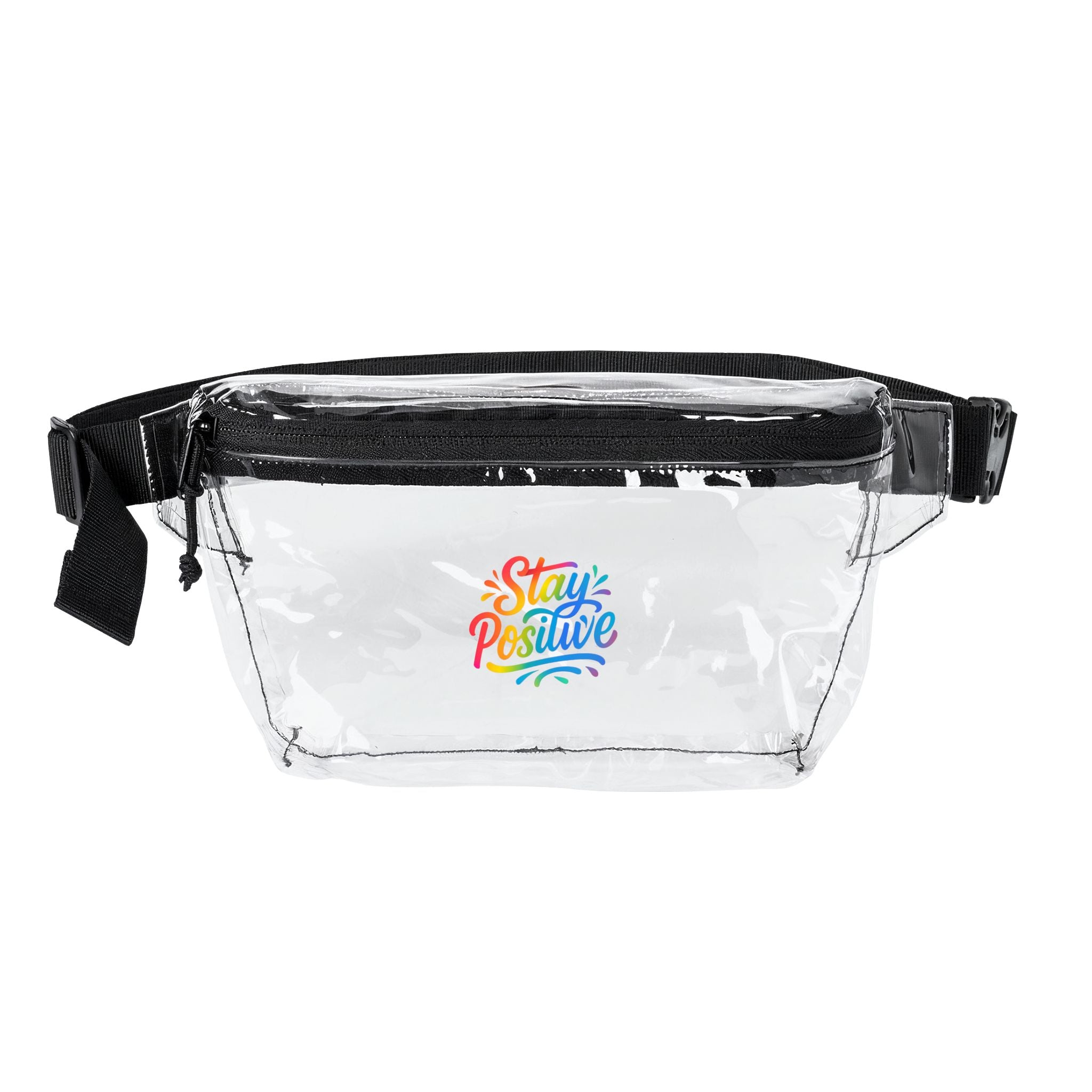 Transparent Fanny Pack — "Stay Positive" Clear Festival Waist Bag