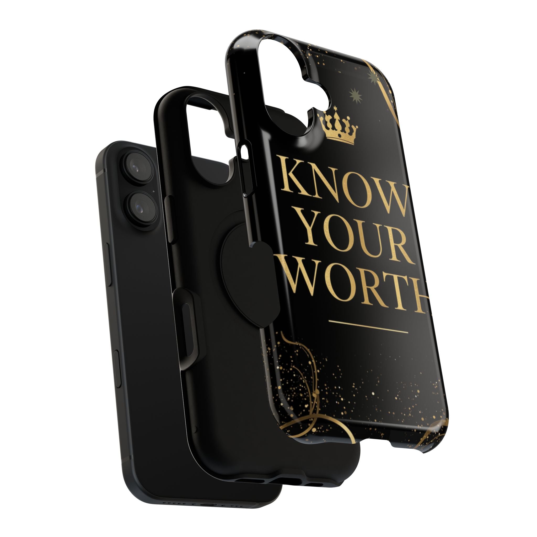 Know Your Worth Gold Crown Phone Case — Impact-Resistant Protective Case
