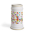 Beer Stein Mug — Golden Swirl Floral Pattern Ceramic Stein
