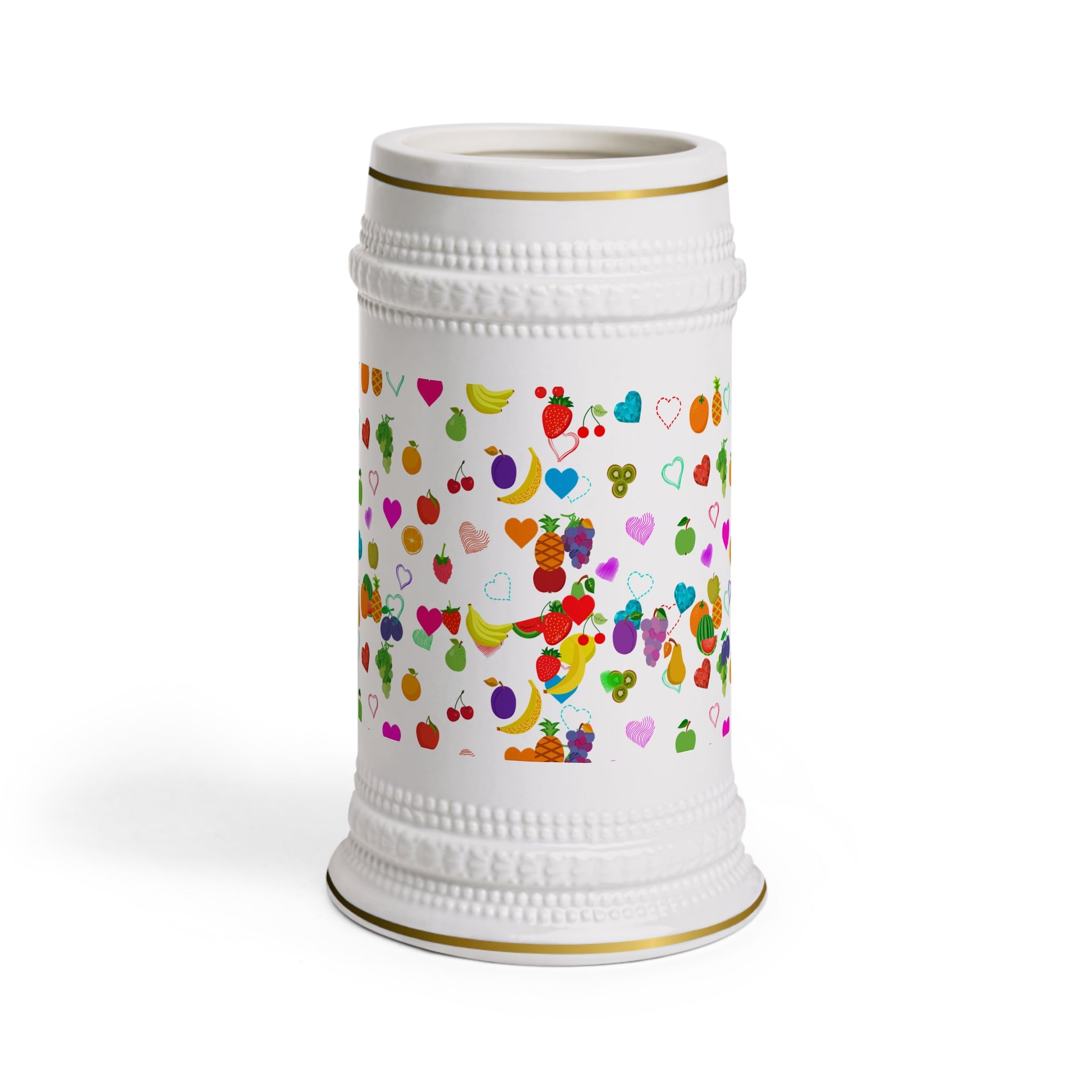 Beer Stein Mug — Golden Swirl Floral Pattern Ceramic Stein