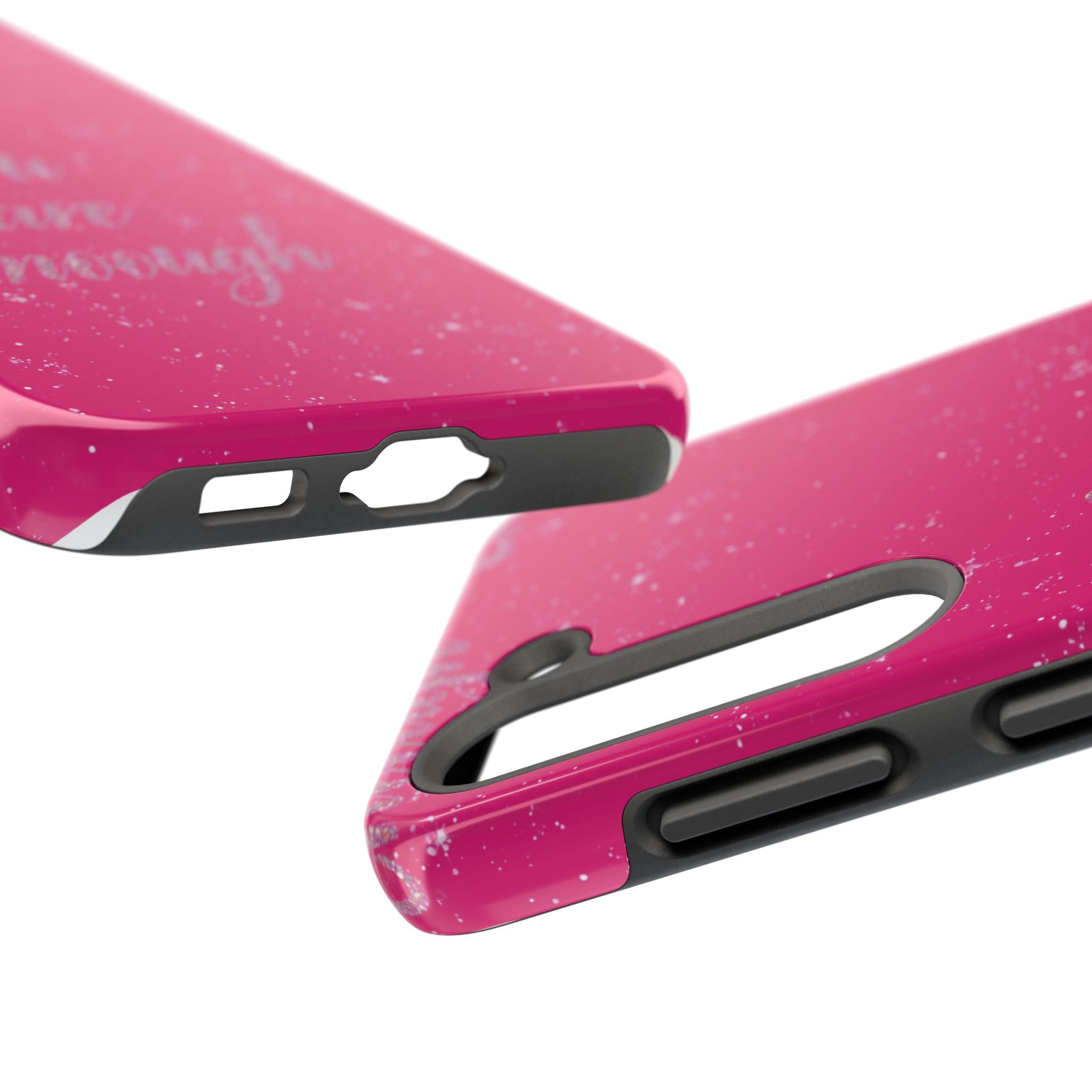You Are Enough Tough Phone Case — Glitter Pink Protective Phone Cover
