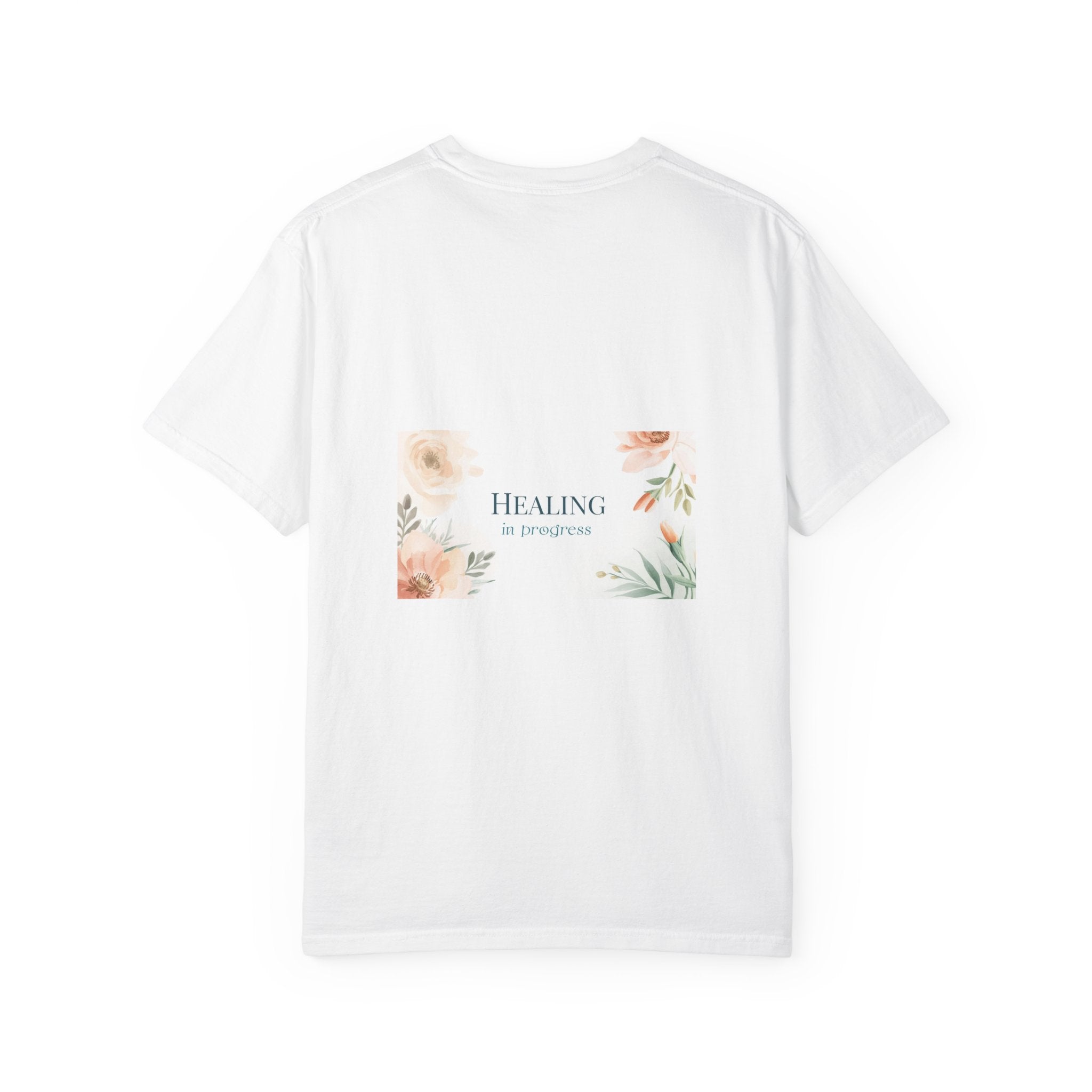 T-Shirt — 'Healing in Progress' Floral Pocket Graphic Tee