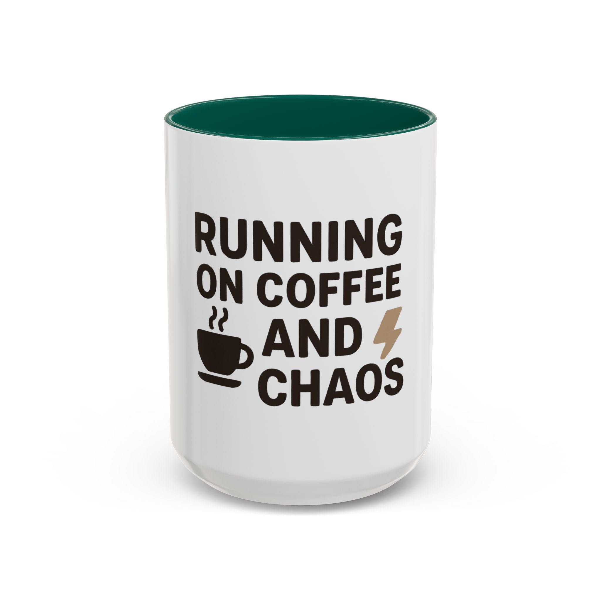 Running on Coffee and Chaos Mug (11oz/15oz) — Funny Coffee Cup for Busy Moms & Professionals
