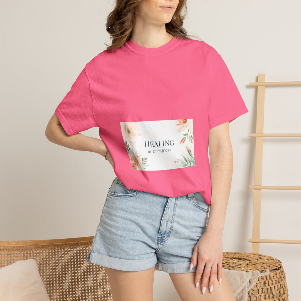 T-Shirt — 'Healing in Progress' Floral Pocket Graphic Tee